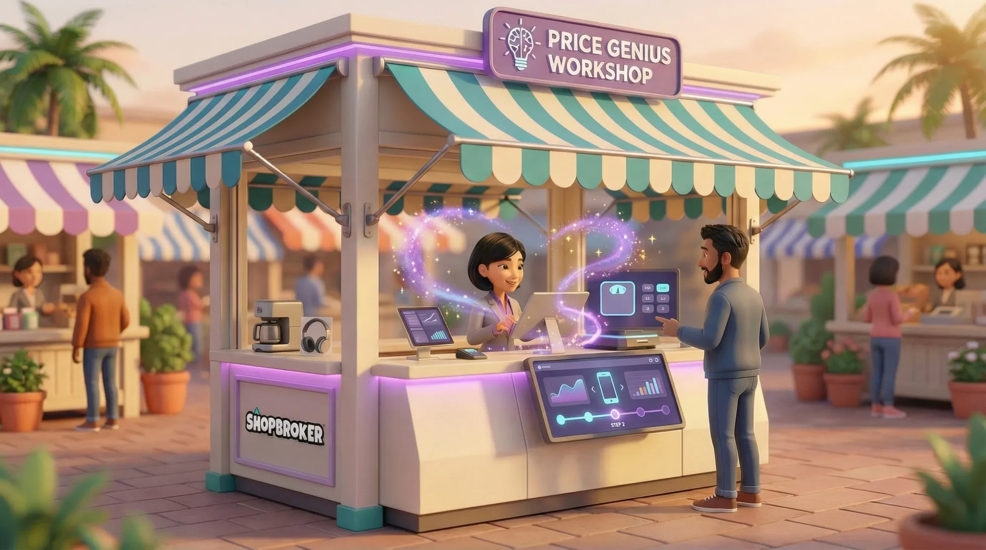 Price Genius Workshop with AI-assisted listing creation and sparkle effects